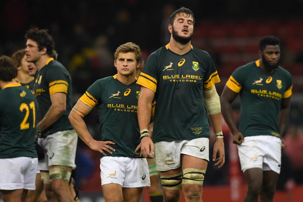 The Springboks react after a disappointing loss to Wales in November. Photo: Getty Images.