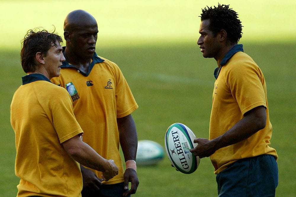 Come join us, but be leaving in a hurry... Sailor, Rogers and Tuqiri during the 2007 Rugby World Cup. Photo: Getty Images