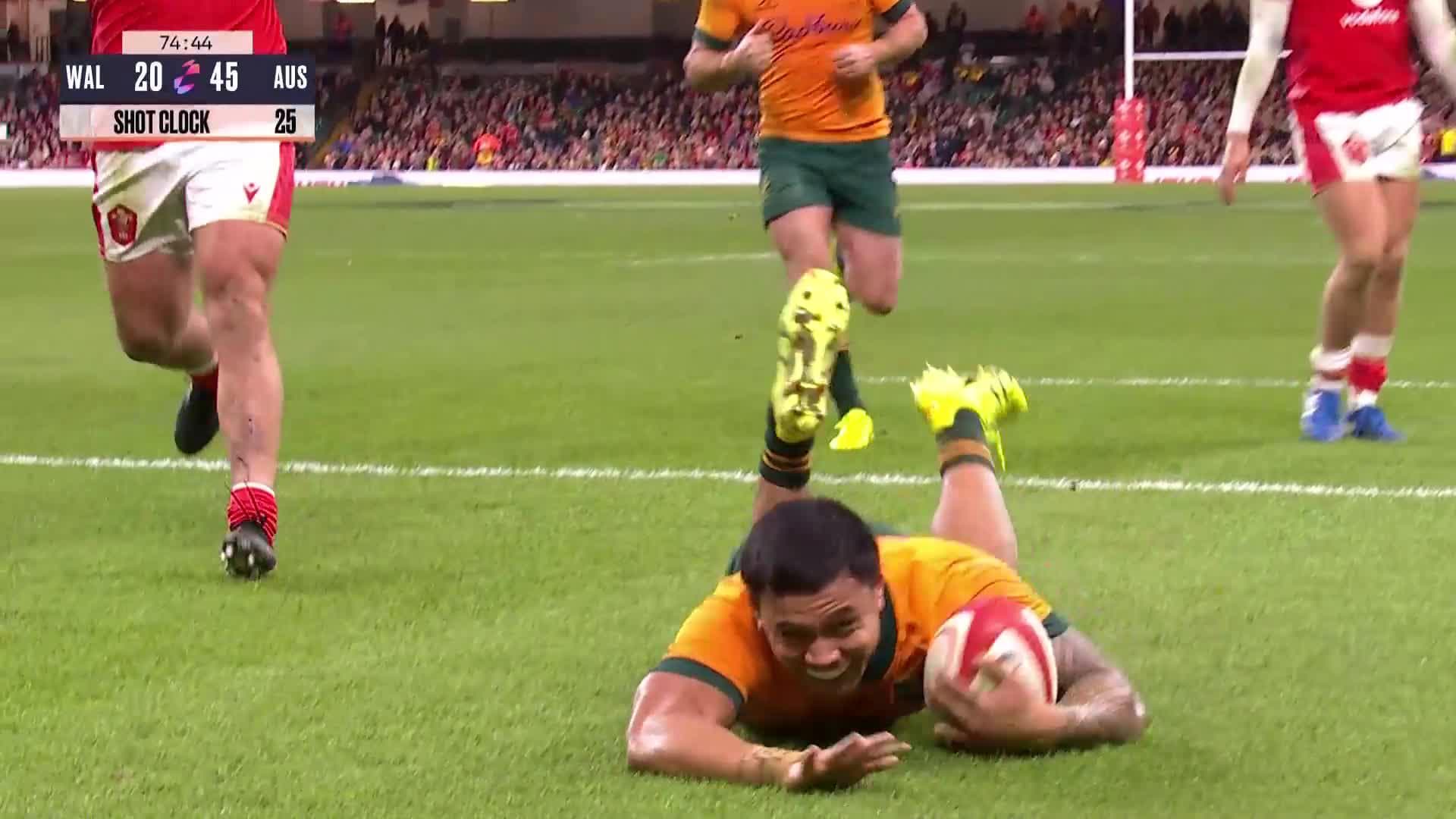 Len Ikitau with a Spectacular Try vs Wales