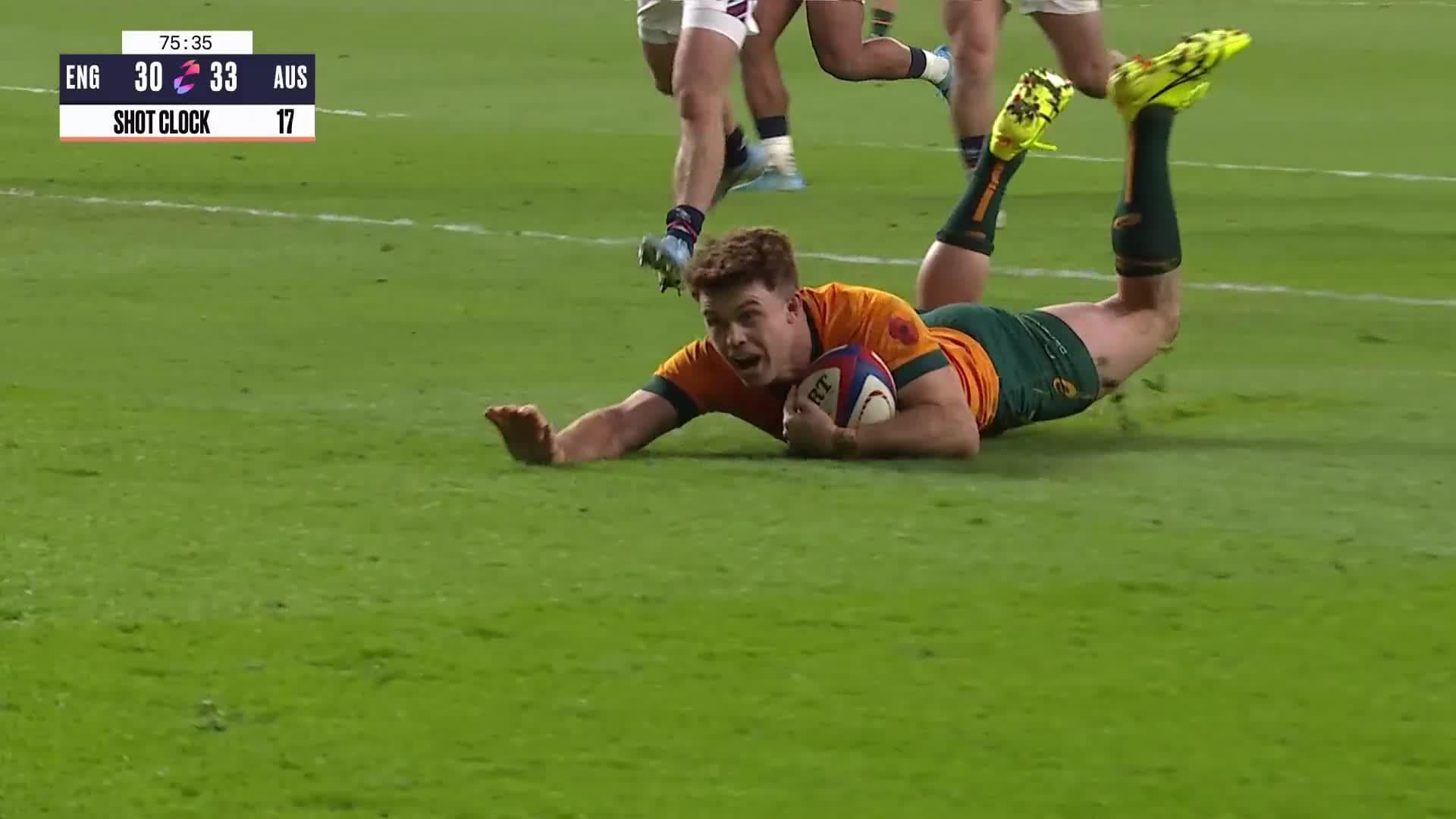 Andrew Kellaway with a Spectacular Try vs England