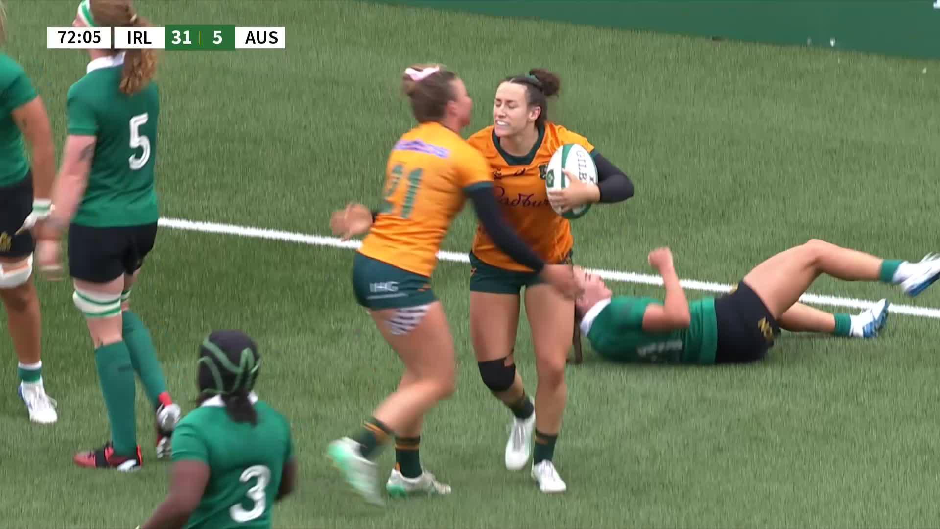 Maya Stewart with a Try vs Ireland Women