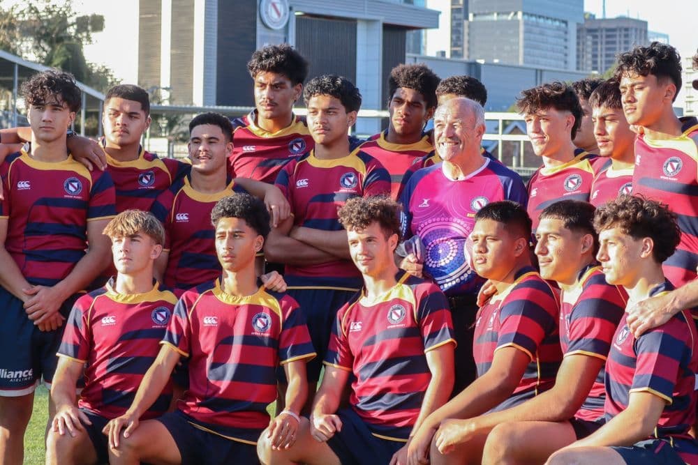 Brisbane State High old boy Wally Lewis gave his support this week to the rugby class of 2024 as they chase the GPS First XV premiership. Photo courtesy BSHS Facebook 