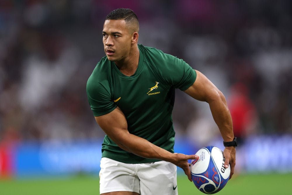 South Africa's double World Cup-winning wing Cheslin Kolbe left the Springbok training camp on Monday for tests on a "knee niggle". Photo: Getty Images