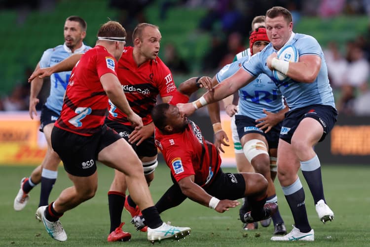 Angus Bell is hyping up the Waratahs' scrum after the arrival of Dan Palmer. Photo: Getty Images