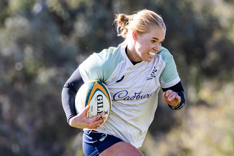 Queensland scrumhalf Nat Wright during the Wallaroos' June training camp in Canberra. Picture: Brendan Hertel/Rugby Australia