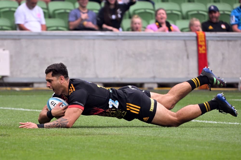 Rameka Poihipi makes history with the fastest try ever in Super Rugby. Photo: AFP