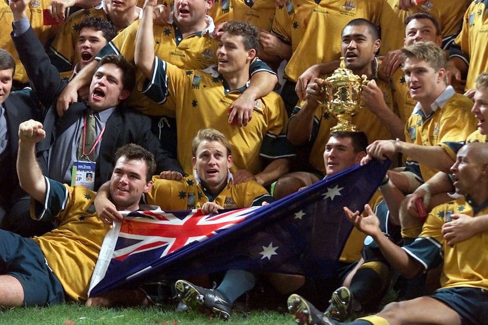 The Wallabies celebrate winning the final, but only after threatening to to leave it. Photo: AFP