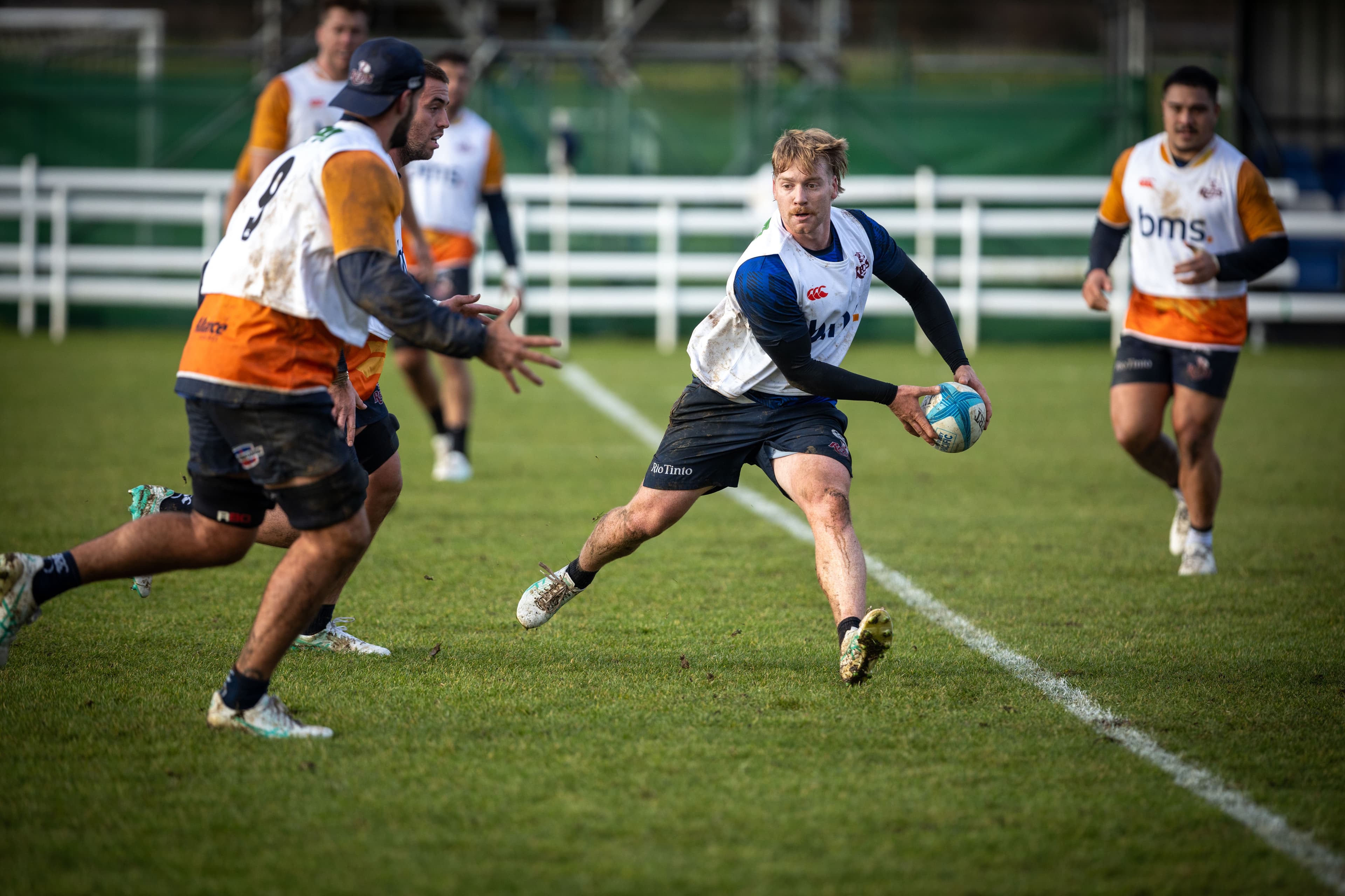 Harry McLaughlin-Phillips trains during the Reds' 2025 pre-season UK Tour. Picture: Reds Media