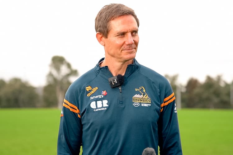 ACT Brumbies coach Stephen Larkham is pushing his side to embrace the challenge of the next fortnight. Photo: Brumbies Media