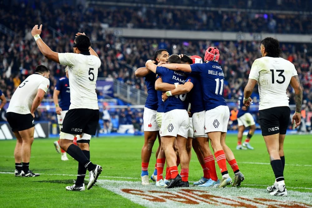 France celebrate a tough win over the All Blacks. Photo: Getty Images