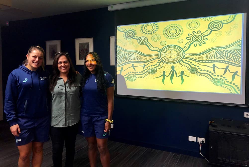 Grace Hamilton and Mahalia Murphy with artist Seantelle Walsh. Photo: Supplied.