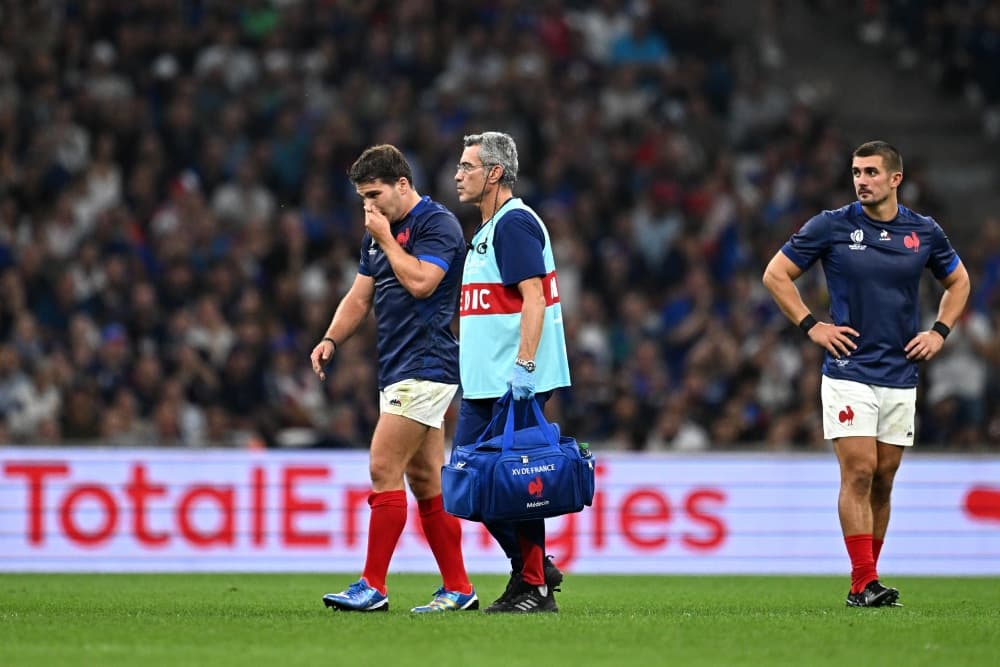 Antoine Dupont's injury soured France's win over Namibia. Photo: Getty Images