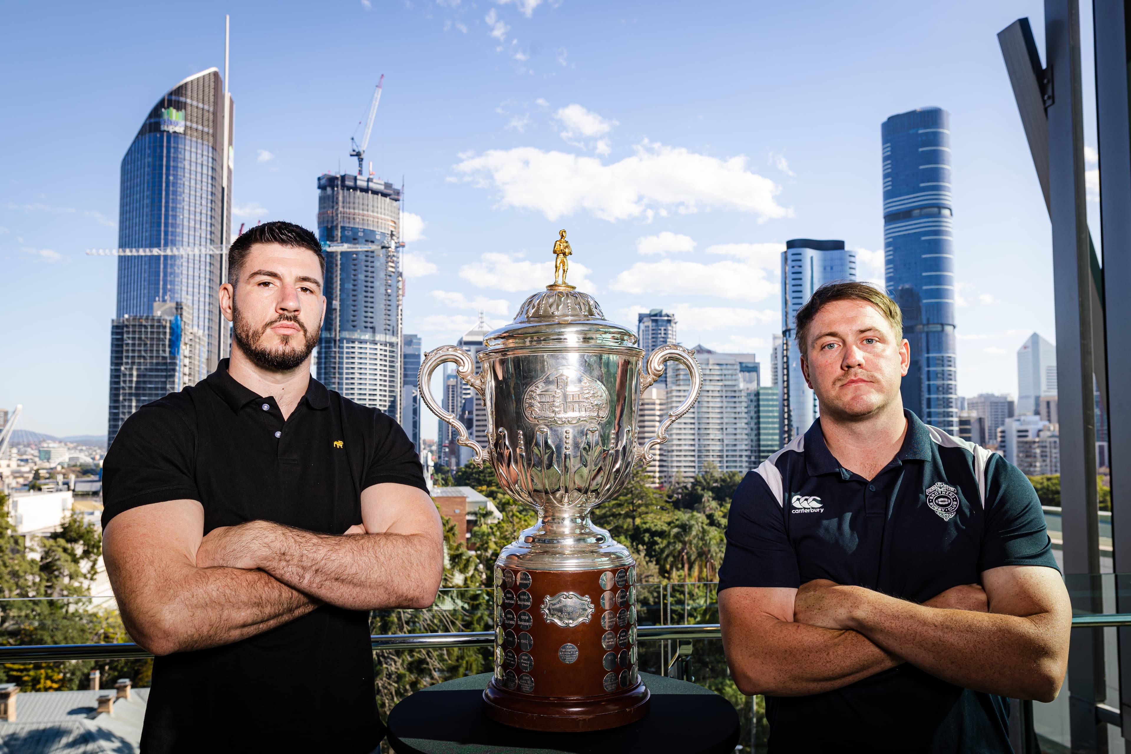 Captains Connor Anderson and Noah Nielsen with the Cup. Photo: Brendan Hertel/QRU Media