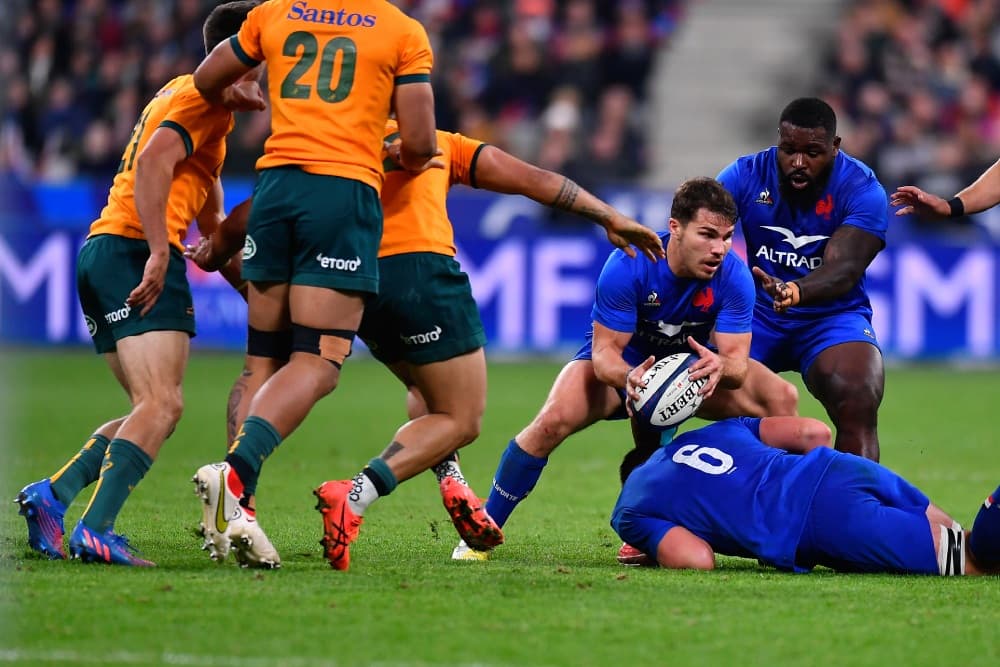 France rugby union captain and scrum half Antoine Dupont is expected at his first preparatory day for the Paris Olympics rugby sevens event. Photo: Getty Images