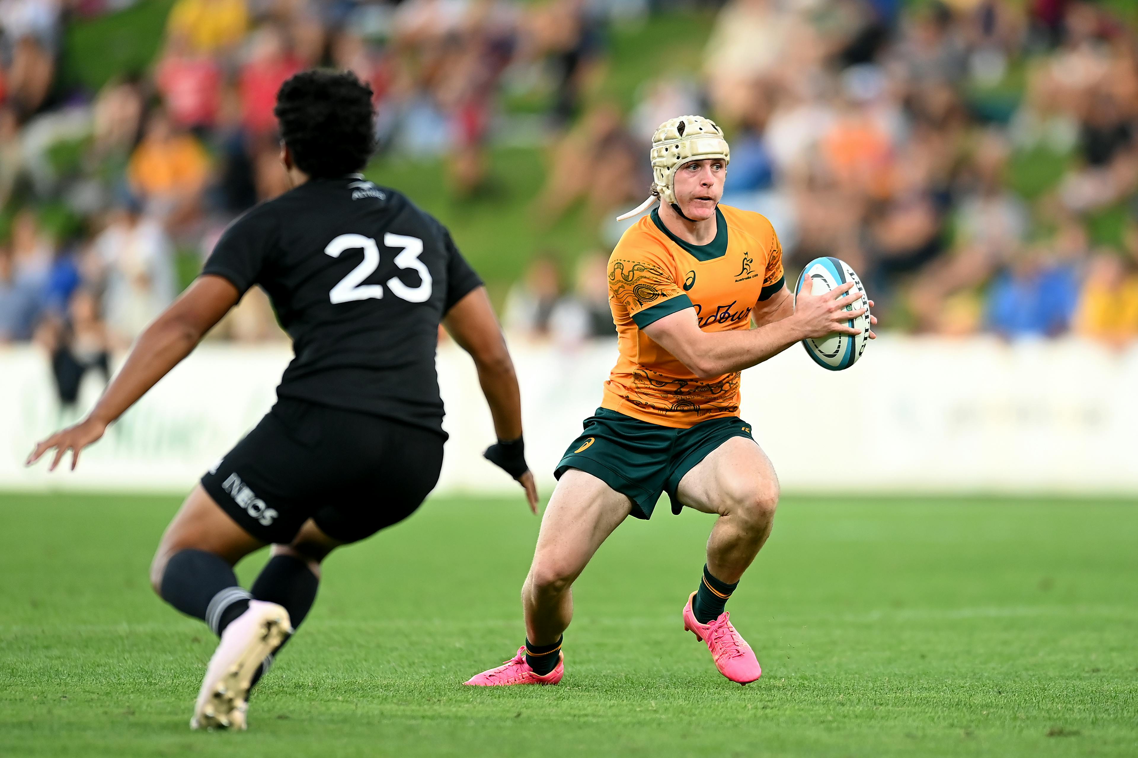 Australia's Angus Staniforth in action against New Zealand in the TRC U20. Picture: Getty
