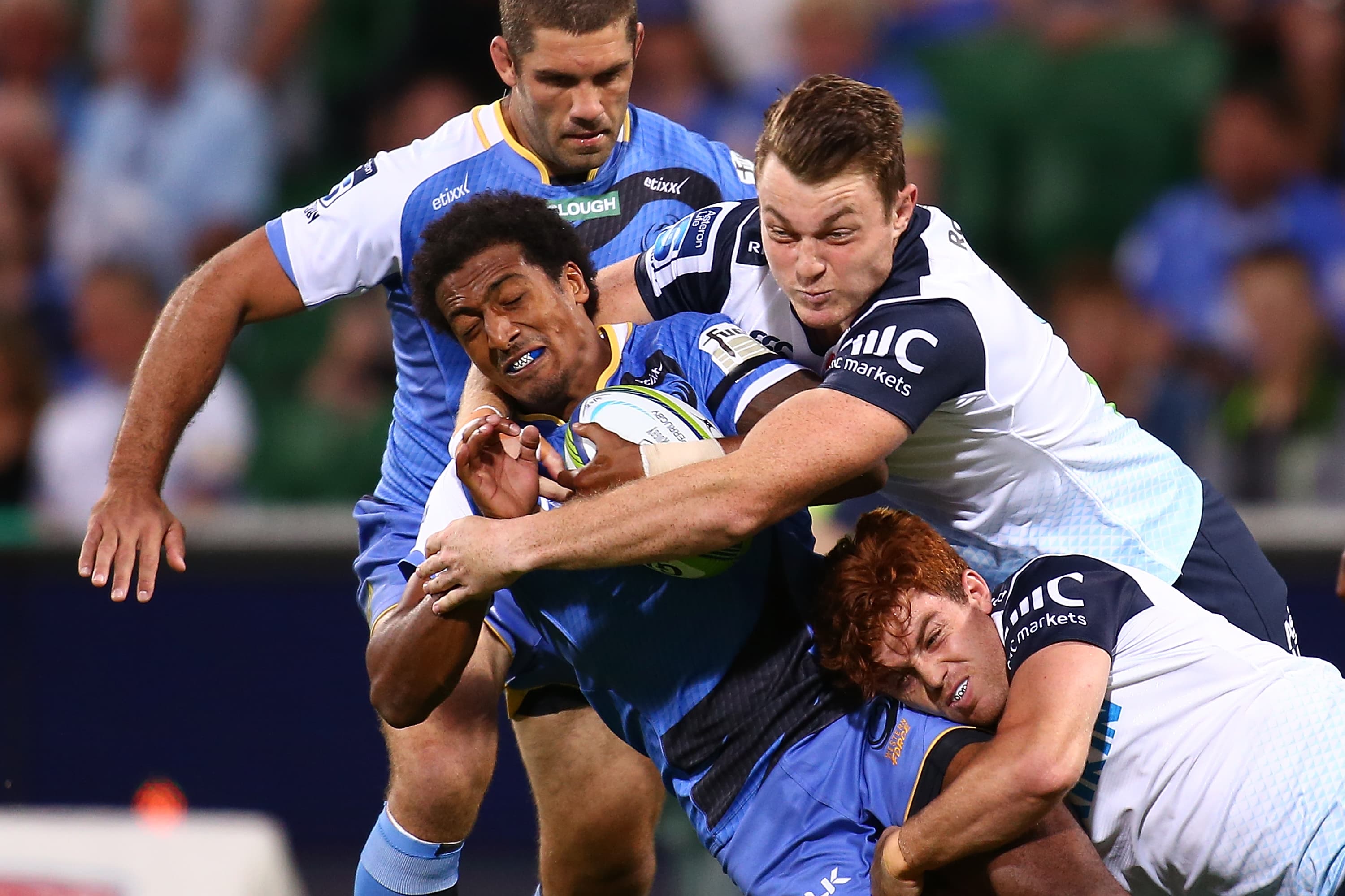 Andrew Kellaway and Jack Dempsey during their time with the NSW Waratahs in 2016. Photo: Getty Images