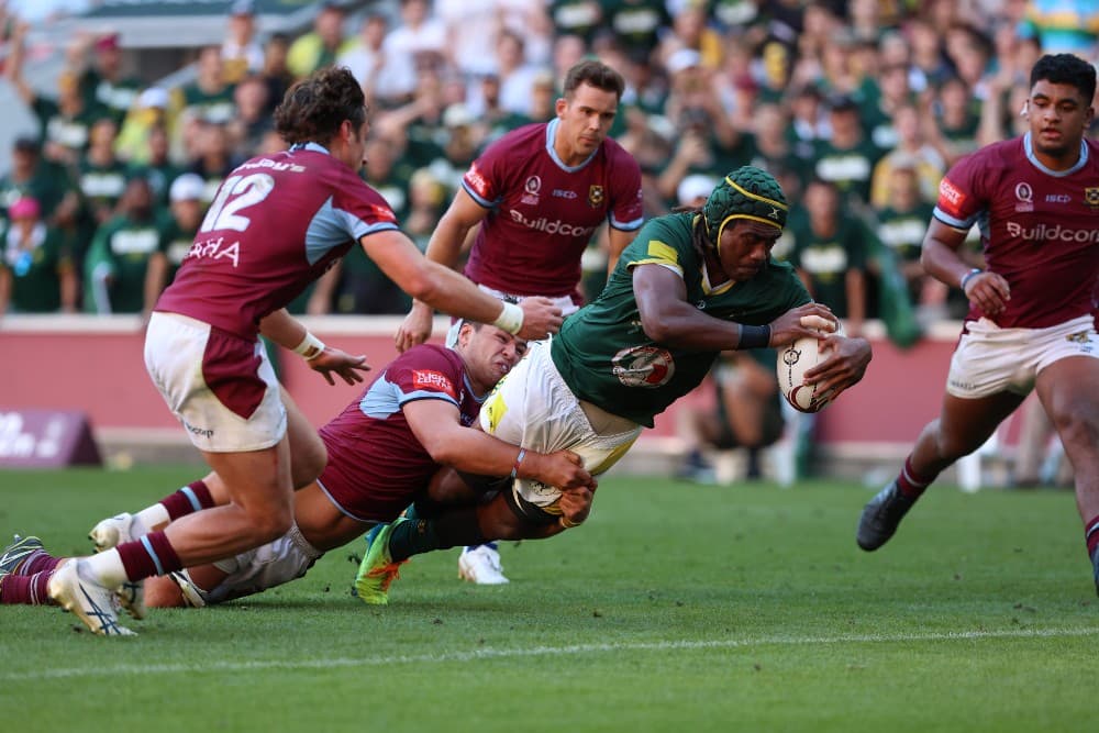 Man of the Match Seru Uru scores the game-turning try. Photo: Brendan Hertel, QRU 