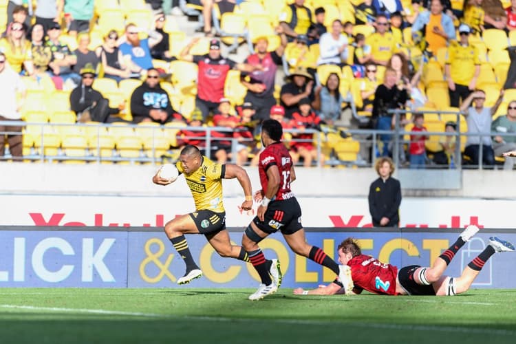 Julian Savea bursts away for the Hurricanes against the Crusaders. Photo: Getty Images