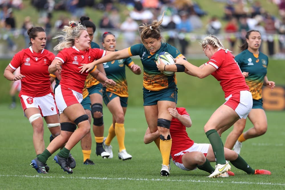 Grace Hamilton has powered the Wallaroos into the quarter-finals after a gutsy but scratchy performance. Photo: Getty Images