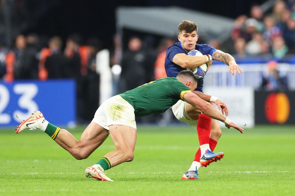 France and South Africa react to their quarter-final at the Stade de France. Photo: Getty Images