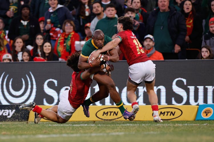 Makazole Mapimpi's hat-trick helped South Africa to victory over Portugal. Photo: AFP