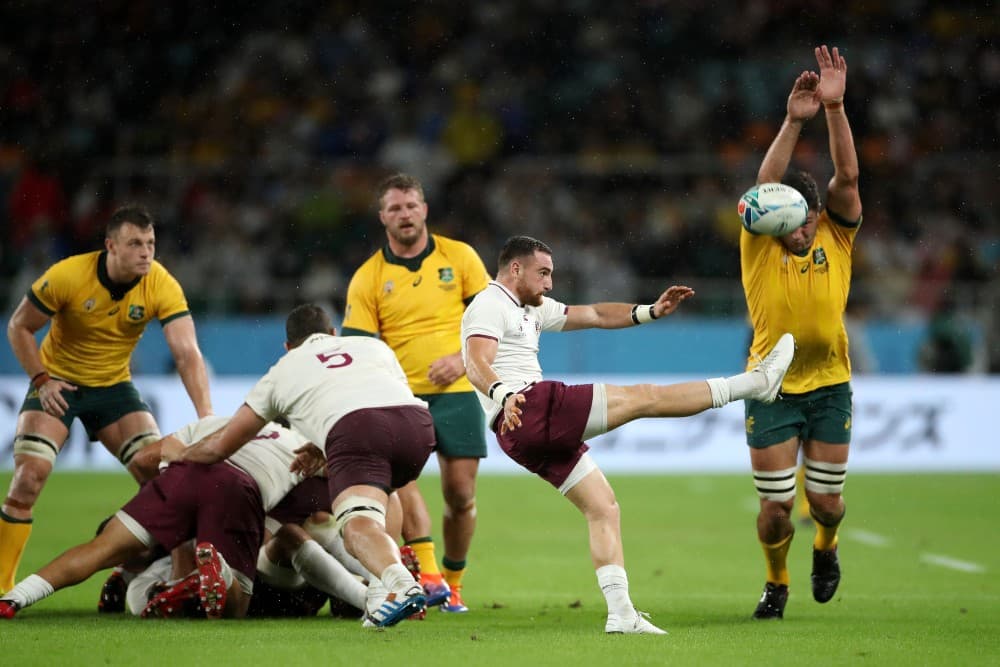 Georgia scrumhalf Vasil Lobzhanidze is eyeing off a major upset. Photo: Getty Images