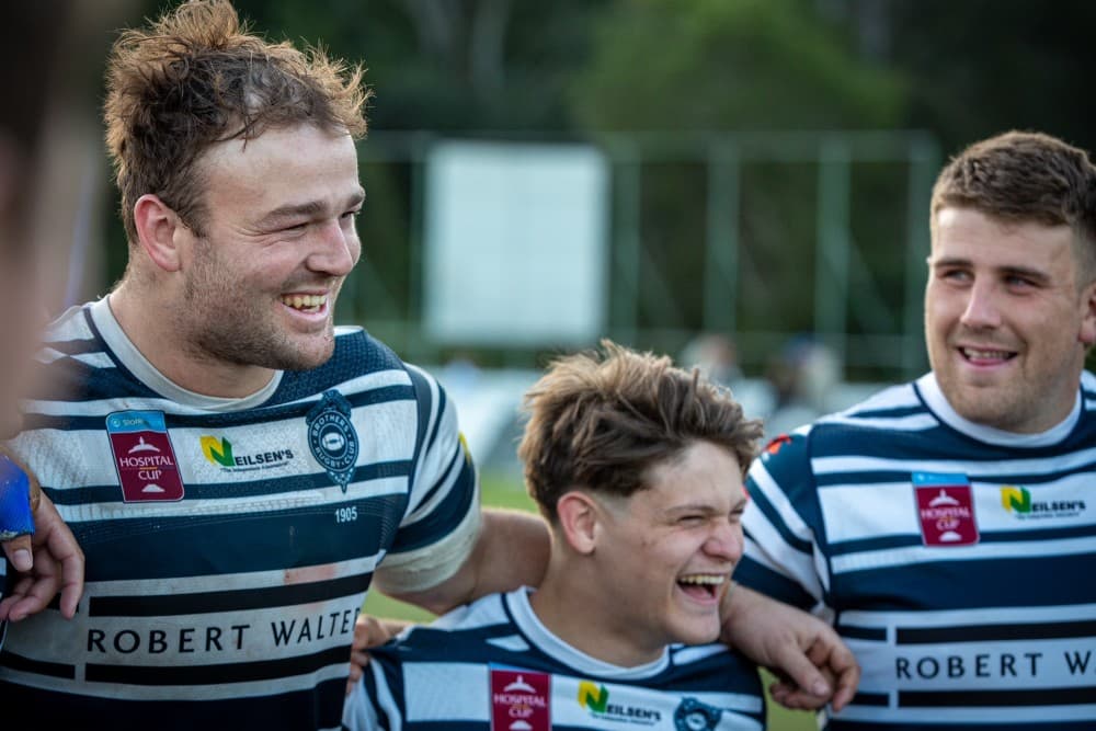 Harry Wilson (left) enjoys Brothers’ win over Bond University. Photo: QRU