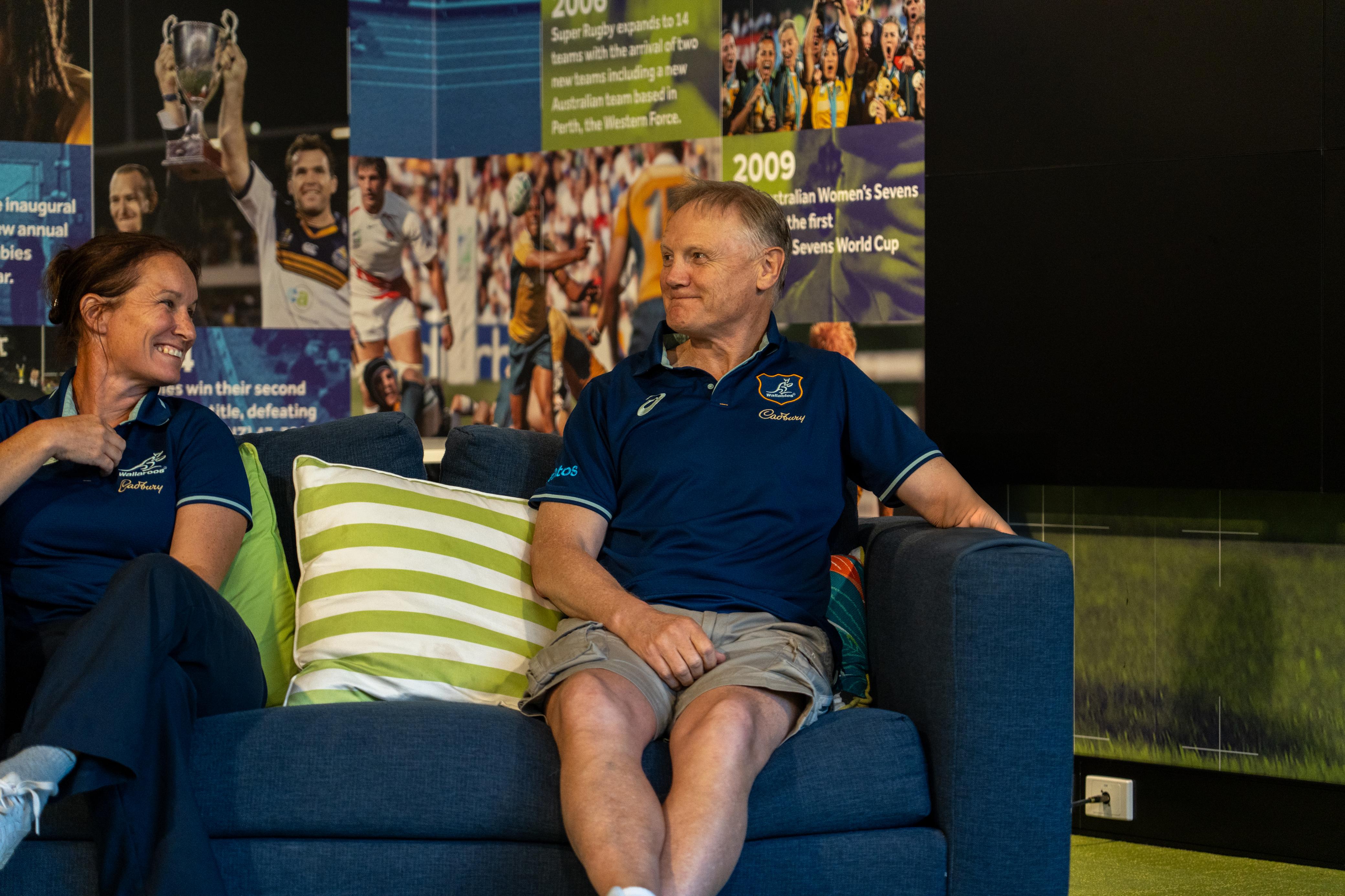 The two Jo(e)'s taking questions from coaches as part of the Alumni Coaching Conference. Photo Supplied