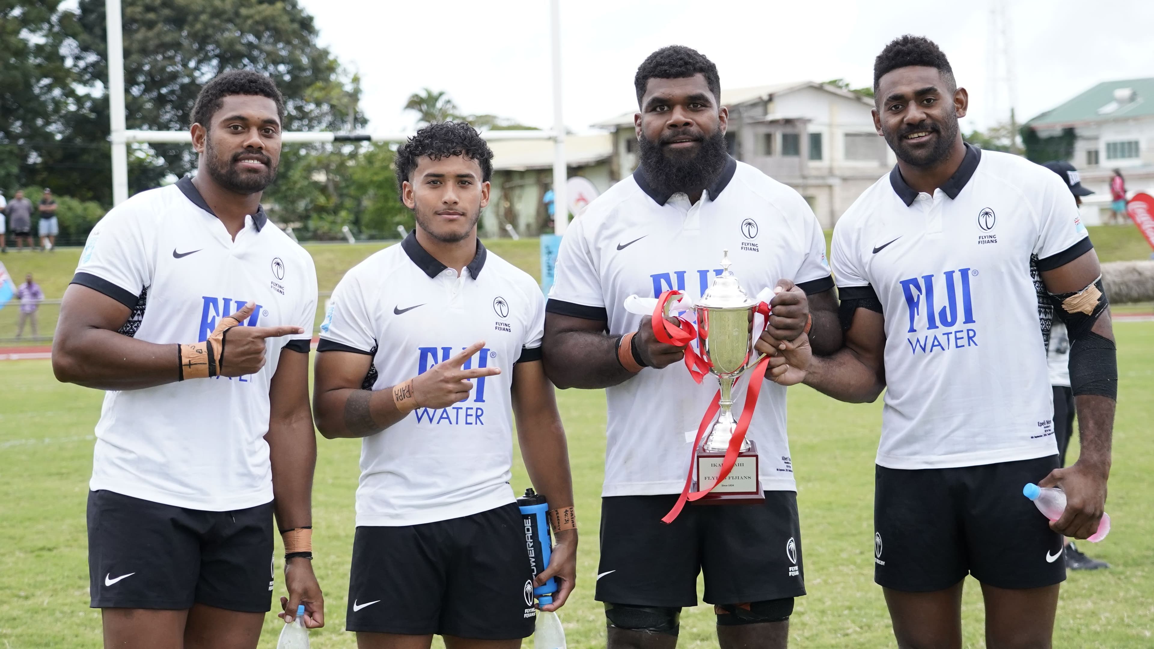 Fiji celebrate their win over Tonga. Photo: World Rugby