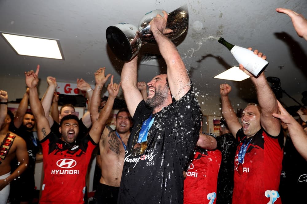 Sam Whitelock fought his way through injury to guide the Crusaders to the title. Photo: Getty Images