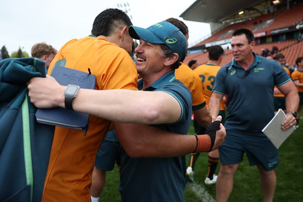 Australia U18s coach Shannon Fraser savours the win over New Zealand. Photo: Getty Images