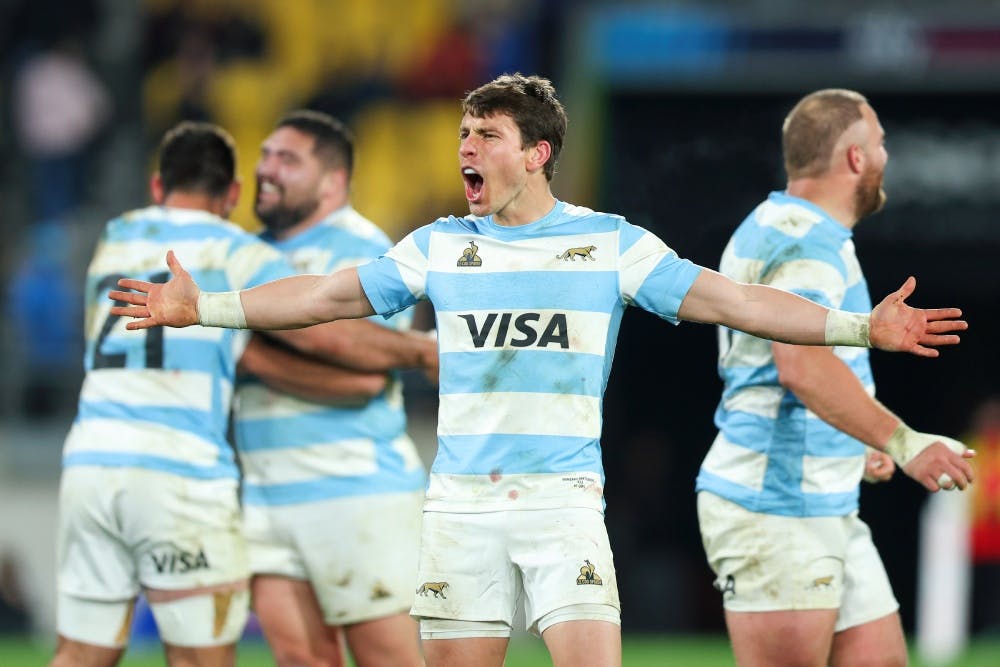 Argentina celebrate a huge upset over the All Blacks. Photo: Getty Images