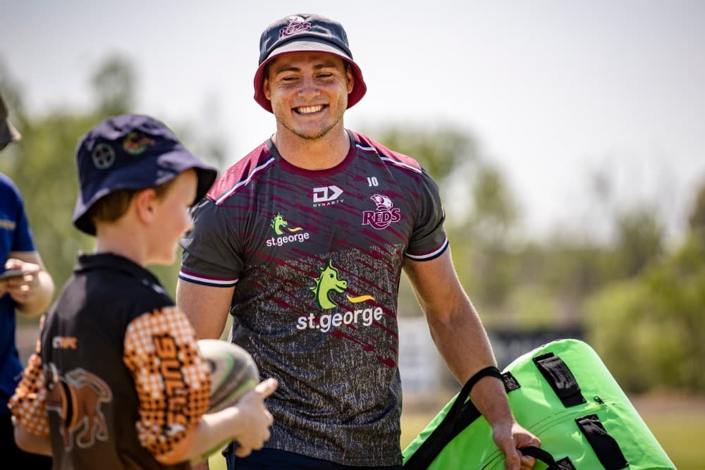 A rejuvenated James O'Connor with some Queensland stars of the future. Photo: QRU Media/Brendan Hertel