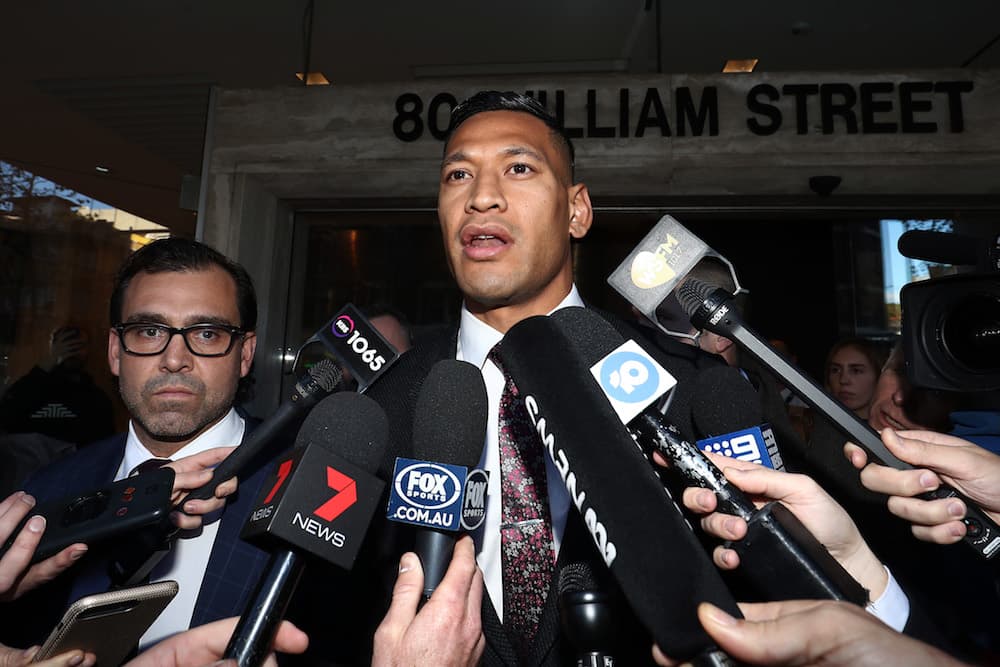 Israel Folau addresses media in Sydney Photo: Getty Images