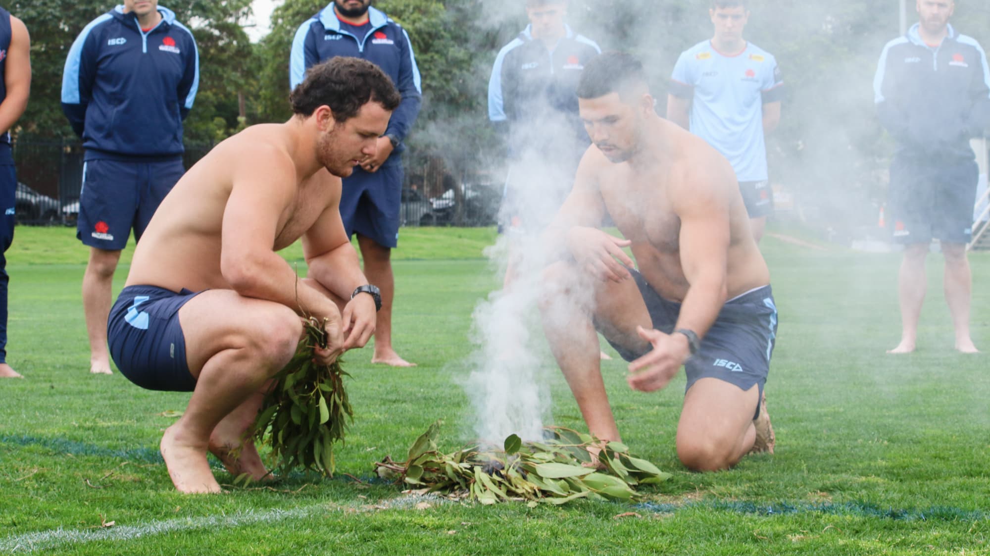 Triston Reilly and Dylan Pietsch begin pre-season with a traditional Smoking Ceremony.