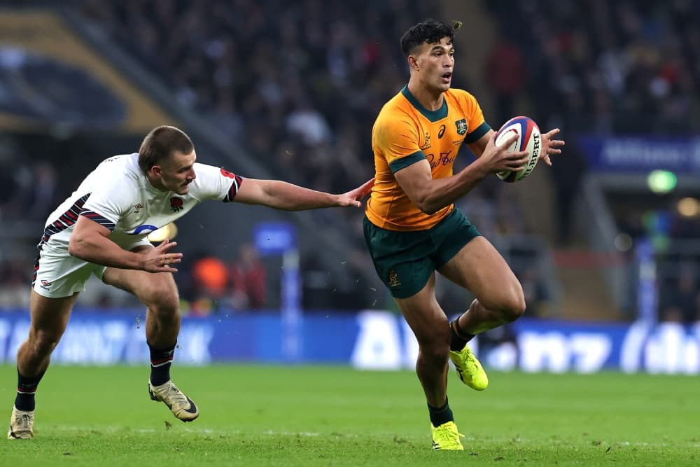 The Wallabies have cleared centred Joseph-Aukuso Suaalii of any major damage to his arm. Photo: Getty Images