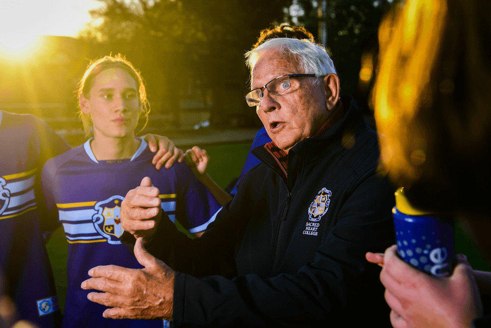 Barry Cooper coaching Sacred Heart College. Photo: Rugby AU Media/Stuart Walmsley