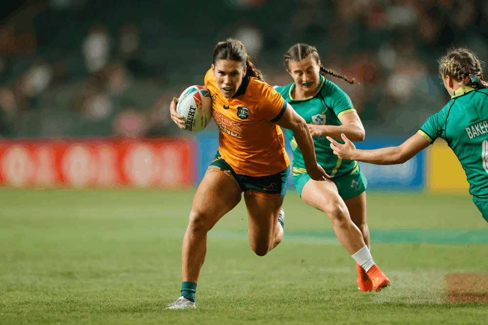 Charlotte Caslick became the first Australian to reach 150 tries on the World Series. Photo: World Rugby